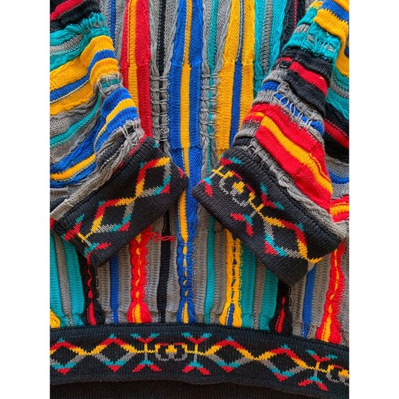 Vtg COOGI Multicolor Striped Sweater L100% Mercerised Cotton Made In Australia - Picture 3 of 11
